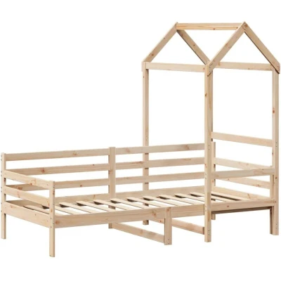 Image of vidaXL Day Bed with Roof without Mattress 90x200 cm Solid Wood