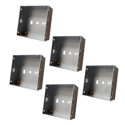 Image of rhinocables Metal 1 Gang Single Socket Back Box, Pattress Box Mount, Flush Mount (5 Pack, 25mm)