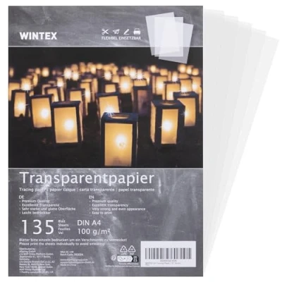 Image of WINTEX Transparent Tracing Paper A4 Pack of 135 Trace Pad Sheets for Inkjet Printing Transparency Papers Design &amp; Architecture