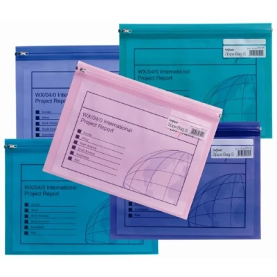 Image of Snopake A5 Zippa Bag ‘S’ Electra with Write On Label and Side Zip [Pack of 5] 255 x 190 mm Assorted [Ref: 14135]