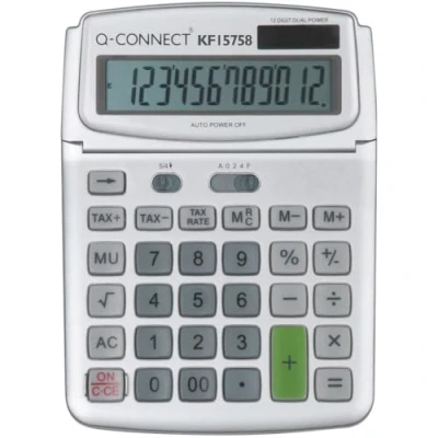 Image of Q Connect Large Table Top 12 Digit Calculator Grey KF15758