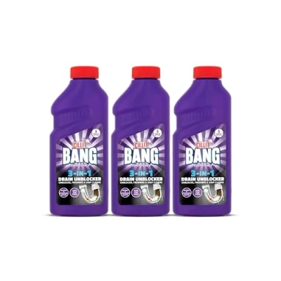 Image of Cillit Bang 3 in 1 Power Cleaner Odour Stop Drain Unblocker Gel, For Kitchen Sink Drains, Bathroom Showers, Baths &amp; Basins 500ml Each Pack of x