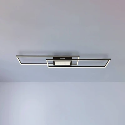 Image of Globo Saunders LED ceiling lamp, length 96 cm, black, 3D effect