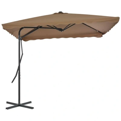 Image of vidaXL Garden Parasol with Steel Pole 250x250 cm Taupe