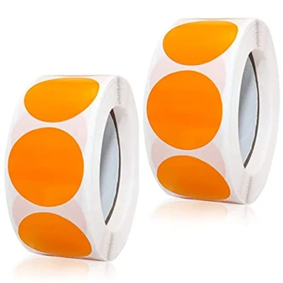 Image of Coloured Dot Stickers Round Color Coding Labels 1 Inch 25mm Self Adhesive Circle Sticky Orange