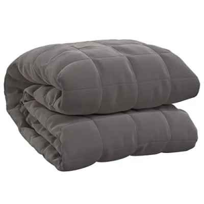 Image of vidaXL Weighted Blanket Grey, Single Size 140x200cm, 10 kg with Breathable Cotton Fabric and Hypoallergenic Filling
