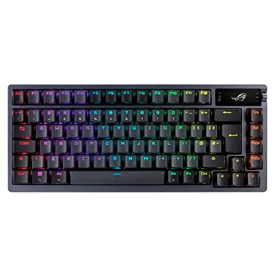 Image of ASUS ROG Azoth 75% Wireless DIY Custom Gaming Keyboard, OLED display, Gasket Mount, Three Layer Dampening, Hot Swappable NX Red Switches &amp; Keyboard Stabilizers, PBT Keycaps, RGB Black, UK Layout