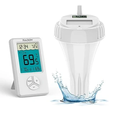 Image of Raddy PT 1 Wireless Pool Thermometer Floating Easy Read Digital Water for Indoor and Outdoor Swimming Pools Hot Tubs Pond Bath