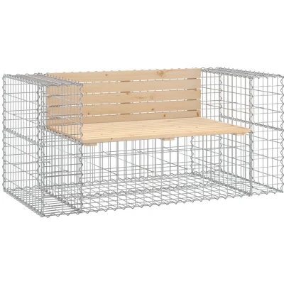 Image of vidaXL Garden Bench Gabion Design 143x71x65.5 cm Solid Wood Pine