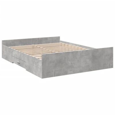 Image of vidaXL Bed Frame with Drawers without Mattress Concrete Grey 140x200 cm