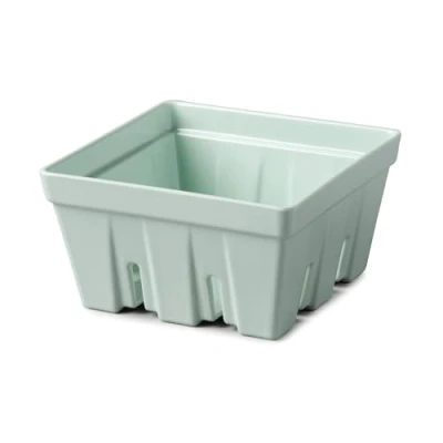 Image of Zeal Fridge Storage Box for Fruits and Berries, Melamine Kitchen Container Wash Serve Berry Colander Box, 12cm (Sage Green)