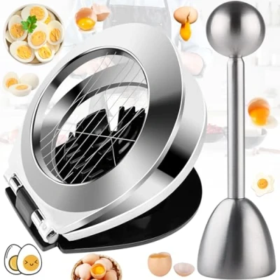 Image of 2 Pieces Egg Slicer for Hard Boiled, Cutter, Cracker and Opener, Great Making Salads Sandwiches, Cooking Sauces, Pizza