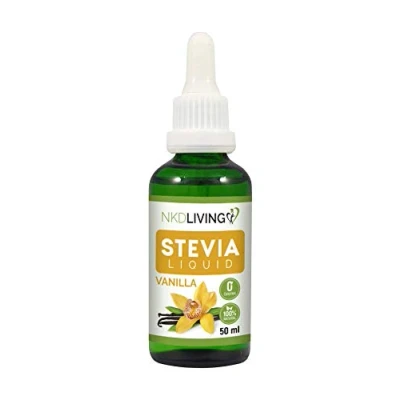 Image of NKD Living Stevia Liquid Drops 50ml (New Label Design) Vanilla Flavoured with Glass Dropper