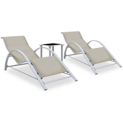 Image of vidaXL Sun Loungers 2 pcs with Table Aluminium Cream