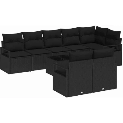 Image of vidaXL 9 Piece Garden Sofa Set with Cushions Beige Poly Rattan