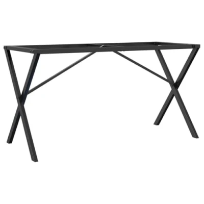 Image of vidaXL Cast Iron X Frame 120x60x73 cm Dining Table Legs Black Industrial Style Metal Base for Home and Commercial Use