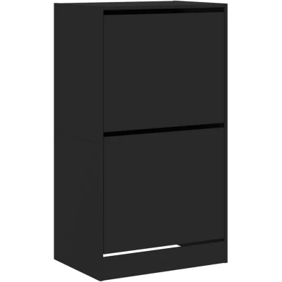 Image of vidaXL Shoe Cabinet with 2 Flip Drawers Black 60x42x108 cm