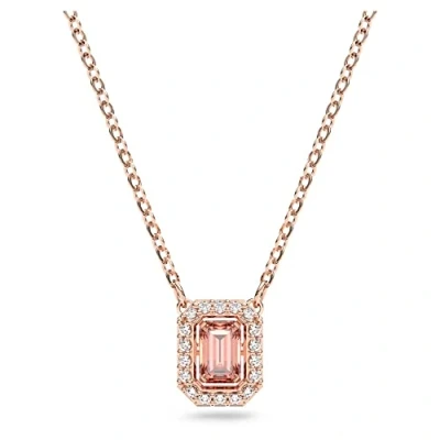 Image of Swarovski Pink Pendant Necklace, Octagon Cut Crystal in Rose Gold Toned Plated Setting, from the Millenia Collection