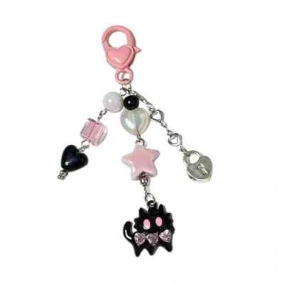 Image of WATERBELINE Fashion Keychain?Cute Butterfly Phone Chain Y2k Style Beaded Keychain Pendant for Women Girls Backpack Ornament Keyring Party