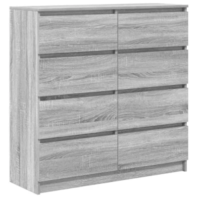 Image of vidaXL Sideboard Grey Sonoma Storage Cabinet 100x35x99 cm Engineered Wood Modern Side for Living Room, Bedroom, Kitchen, Bathroom, Office