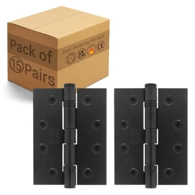 Image of EAI Black Door Hinges 4 Inch / 102mm Matt Internal Fire 15 Pairs