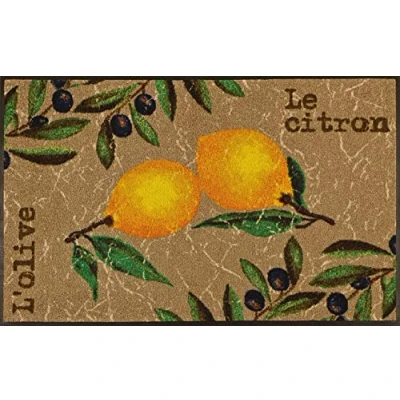 Image of Wash Dry Door Mat, Lemon, multicolored, 75x120 cm