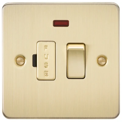 Image of KnightsBridge Flat Plate 13A switched fused spur unit with neon brushed brass