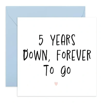 Image of Central 23 5th Wedding Anniversary Card For Husband Wife 5 Years Down, Forever To Go Romantic Cards Boyfriend Girlfriend Comes With Stickers