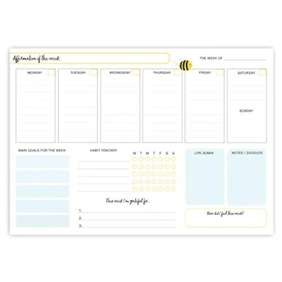 Image of BYANIKA A4 Weekly Planner Pad To Do List Notepad Cute Productivity 120gsm Desk 50 Tear Off Sheets