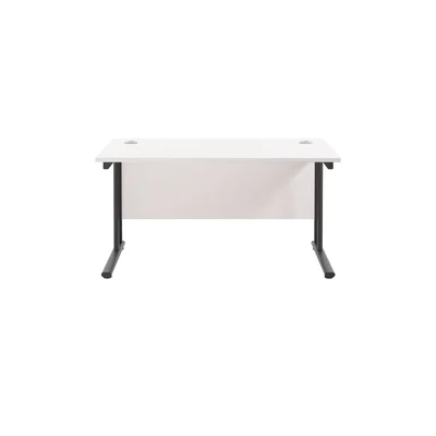 Image of Jemini Rectangular Double Upright Cantilever Desk 1200x800x730mm White/Black KF823063