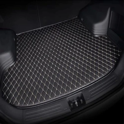 Image of Car Leather Boot Mats for Cupra Formentor 2020 2024 , Rear Trunk Cargo Tray Liners Luggage Mat Anti Scratch Carpets Protector Pad Interior Accessories,B Black Beige