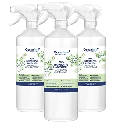 Image of IPA Disinfectant Rubbing Isopropyl Alcohol 1L Litre Kills 99% Bacteria, Germs Sanitiser Sanitizer (Pack of 3)