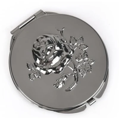 Image of ANZHUO Portable metal folding mirror, MINI makeup compact 1X/2X magnifying glass. (gun black)