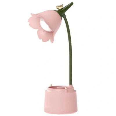 Image of LED Flower Desk Lamp USB Rechargeable Cute Table Light 3 Color Modes Touch Dimmable Reading Adjustable Gooseneck Night for Kids, College Dorm Bedroom (Pink 2)