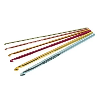 Image of Pony Coloured: Crochet Hook: Anodised Set: 15cm x 2.50 6.00mm, Aluminium, Multicolor, 10 5 22.5 cm