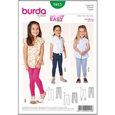 Image of Burda Kids Leggings Easy Sewing Pattern 9415