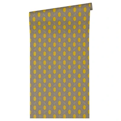 Image of Architects Paper Absolutely Chic Non Woven Wallpaper Geometric Graphic 10.05 m x 0.53 Yellow Grey Beige Made in Germany 369732 36973 2
