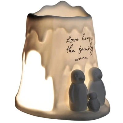 Image of Cello Tealight Wax Melt &amp; Oil Burner, Penguin Family, Stunning Porcelain Gifts. Use as Burners or Essential Burner and Fragrance Your Room. Ornament