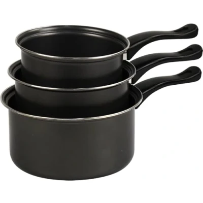 Image of Non Stick Milk Pan Aluminium Induction Base 3pcs 16cm 18cm 20cm