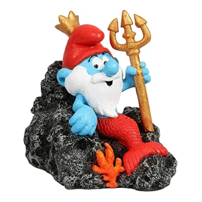 Image of Aqua Della Collectible figurine, Papa Smurf Neptune Decorates Fresh/Saltwater Aquariums