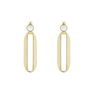 Image of Karen Millen Crystal Ellipse Drop Earrings For Women (Gold/Clear Crystal)