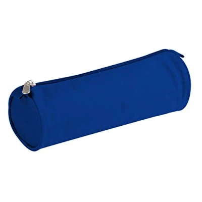 Image of Clairefontaine Ref 8111C Polyester Round Pencil Case 7 x 22cm, 600D Polyester, Spacious Design for Pens, Pencils &amp; Stationery, Metal Zipper Blue