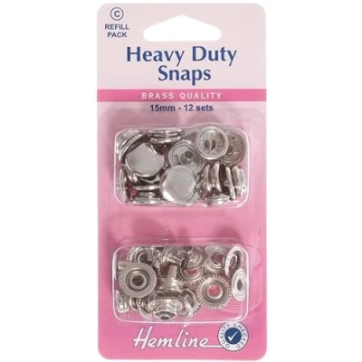 Image of Hemline Heavy Duty Metal Snaps Refill Pack Nickel/Silver