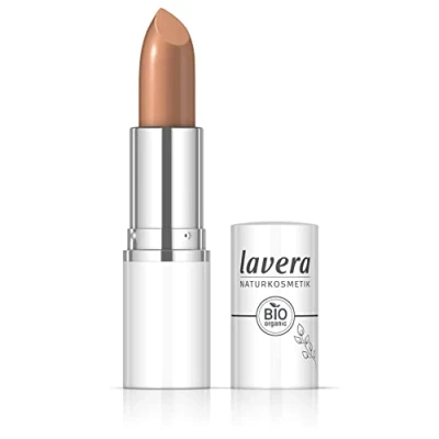 Image of lavera Cream Glow Lipstick Golden Ochre 06 Intense colour Shiny finish High wearing comfort Up to 6 hours hold Vegan Natural cosmetics (1x 18 g)