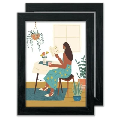 Image of MH Home Photo Frame, Picture Certificate Freestanding &amp; Wall Mountable (Black, A4 (21 x 30 cm) 2 Pack)