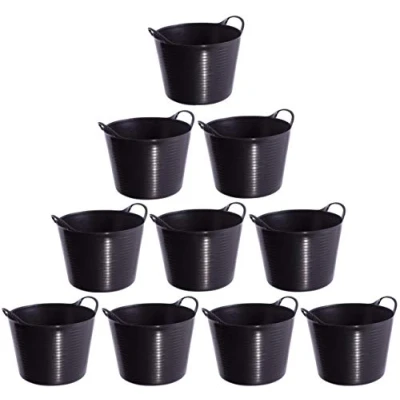 Image of 10 Black Tub Bucket Trug 14 Litre Red Gorilla SP14GBK