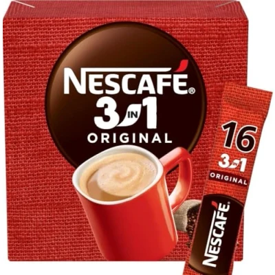 Image of Nescafe 453548 3 in 1 Coffee Bigger Value Pack WIGIG 16 sachets, Aluminium, White