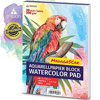 Image of Watercolour Paper 300 g/m², DIN A4, White, 20 Sheets, Pad by Tritart