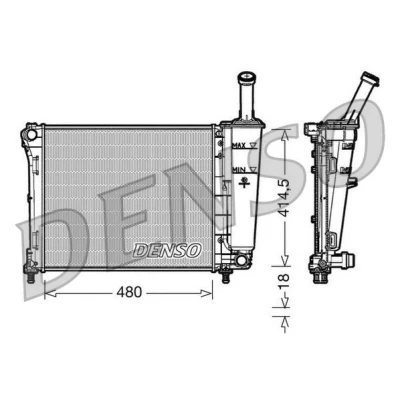 Image of 51787115, 51934449 Engine radiator DENSO DRM09161 Aluminium 480mm 414mm 18mm FIAT: 500 Hatchback, C Convertible, FORD: KA Hatchback