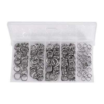 Image of VGEBY Fishing Tackle Ring Chain Connector, Split Stainless Steel Connector High Strength 200pack/box Supplies Bait